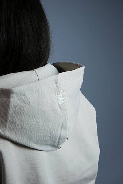 College Zip Hoodie Cream