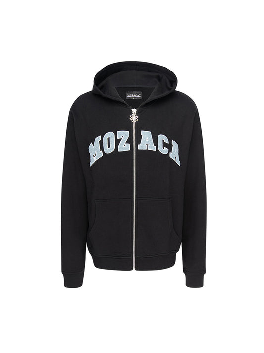 College Zip Hoodie Noir