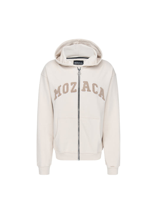 College Zip Hoodie Creme